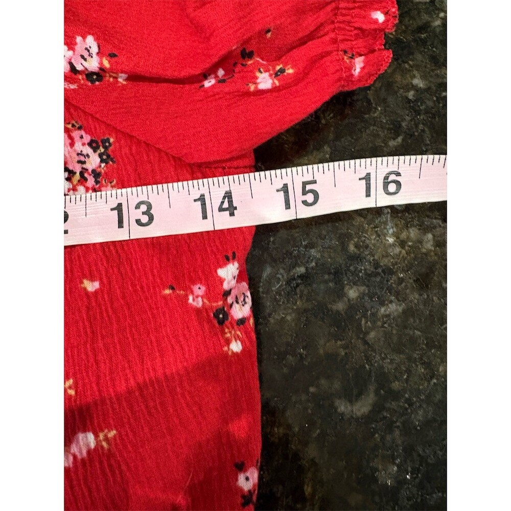H&M Divided Womens Size M Floral Off Shoulder Cropped Puff Top Coquette Dainty - Picture 6 of 9